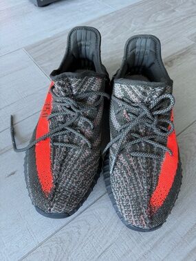 Yeezy Boost 350 V2 Gray and Bright Orange